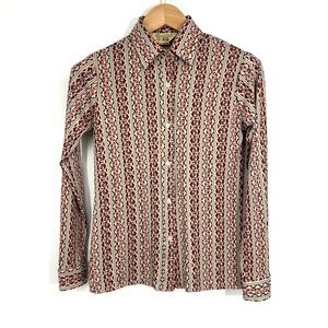 Sears Vintage 60s Long Sleeve Button Down Shirt Womens Size 10 Collared Retro